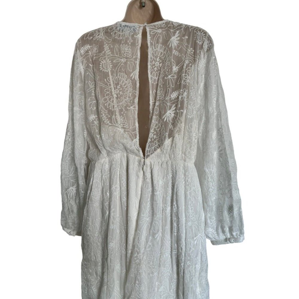 Modcloth “Just The Beginning” White Maxi Dress Lace Long Sleeve Size Large NWT - Picture 15 of 16